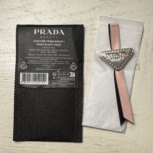 Prada Beauty Pink and Black Ribbon with Silver Accent Ascot